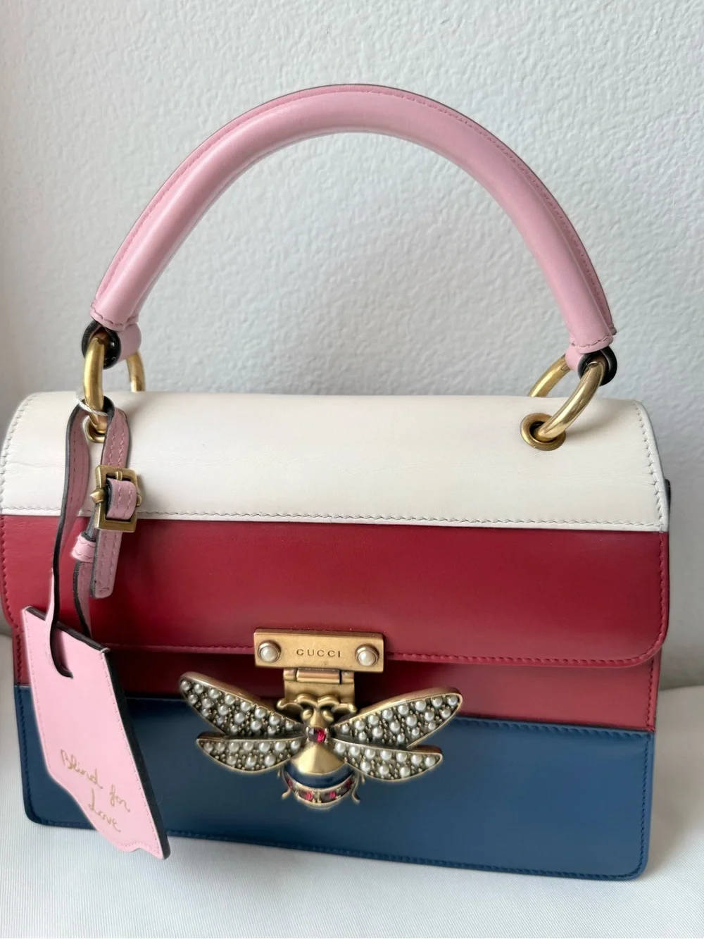 AUTHENTIC GUCCI Queen Margaret Bee Top Handle + COA + Web Strap